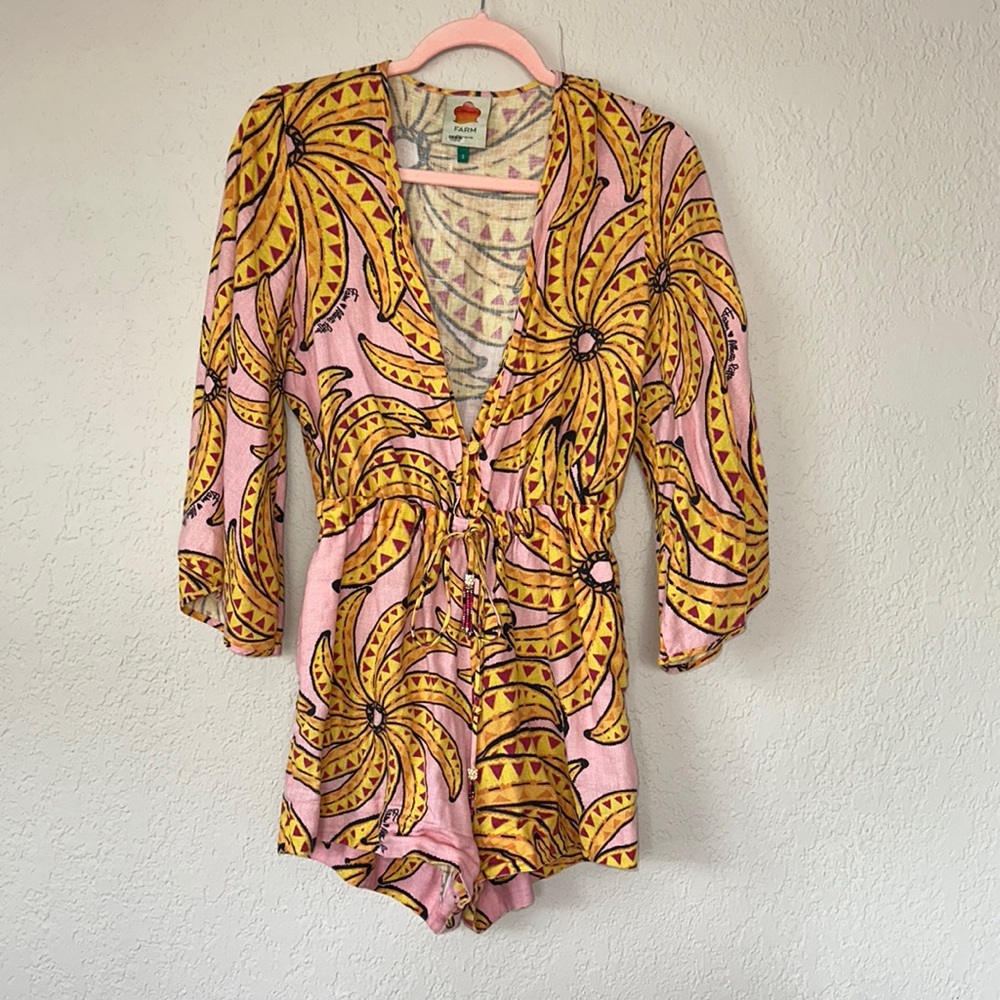 Farm Rio pink banana pita romper size S